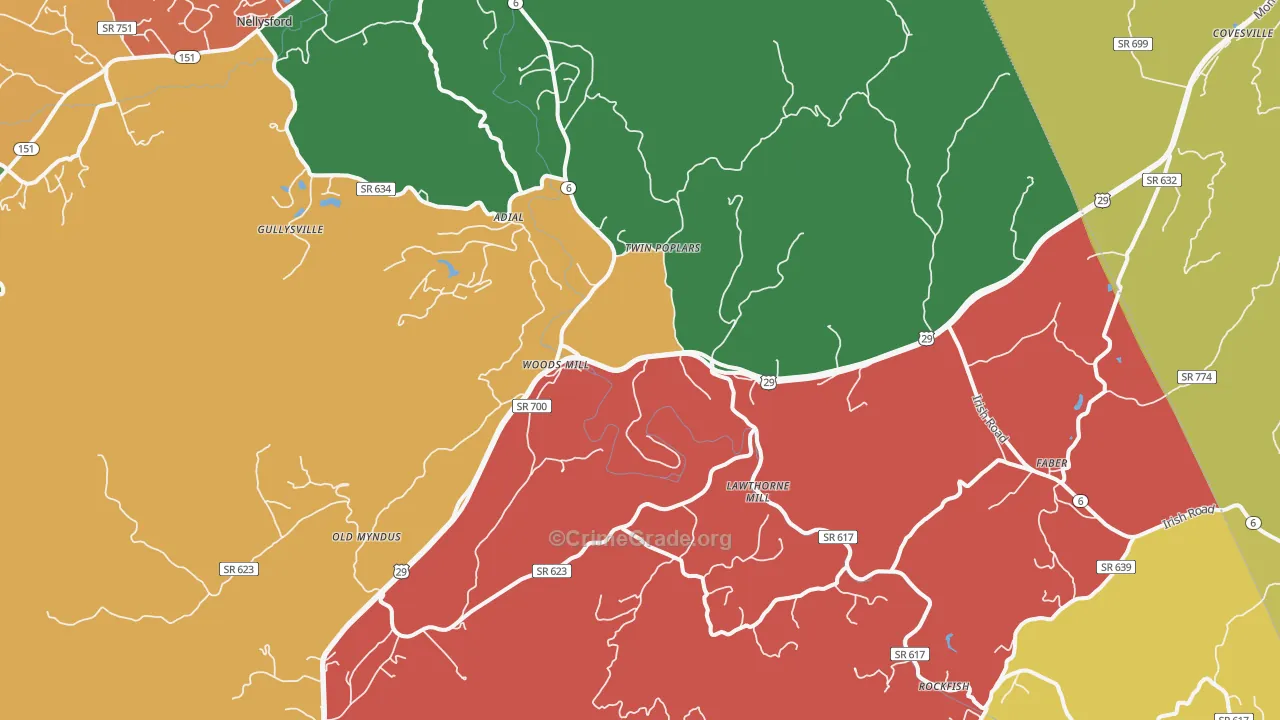Faber, VA Map of Assault Rates