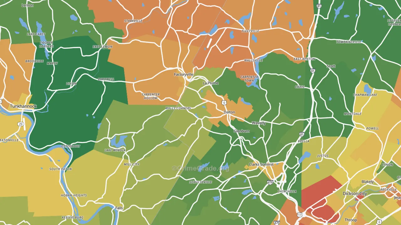 Factoryville, PA Map of Assault Rates