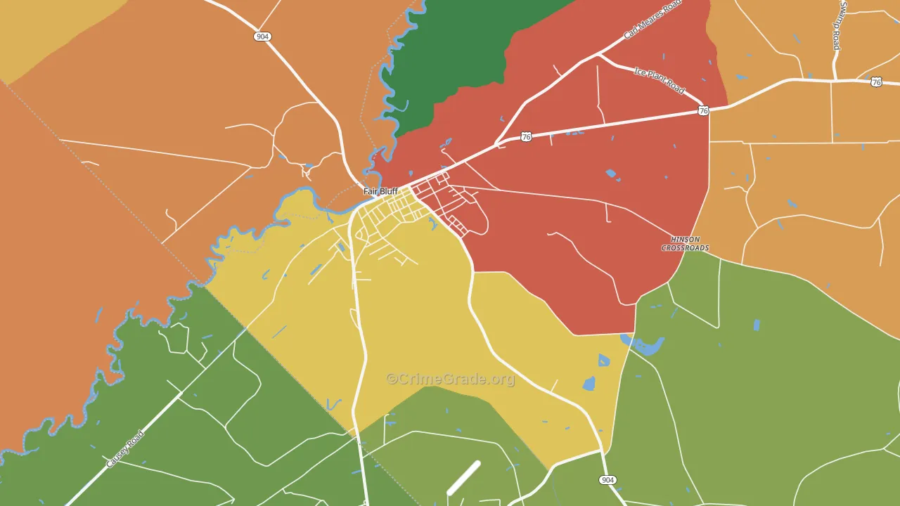 Fair Bluff, NC Map of Assault Rates