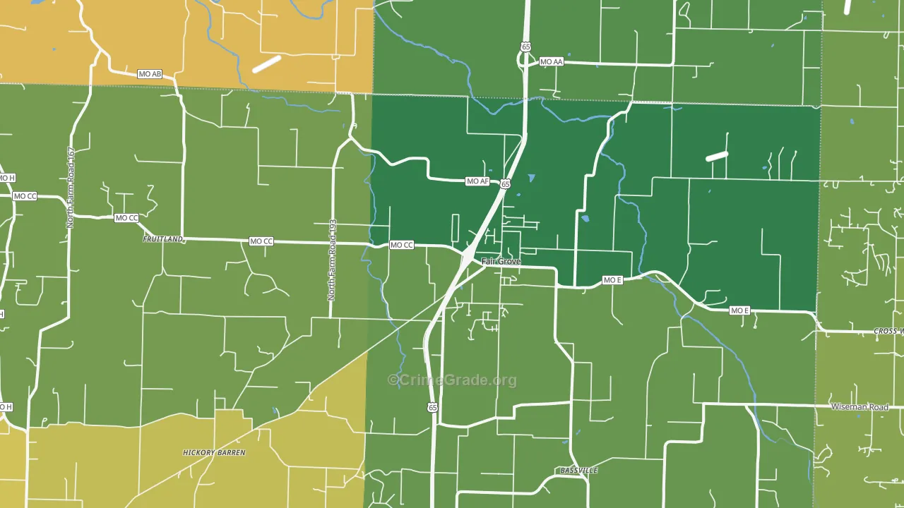 Fair Grove, MO Map of Assault Rates