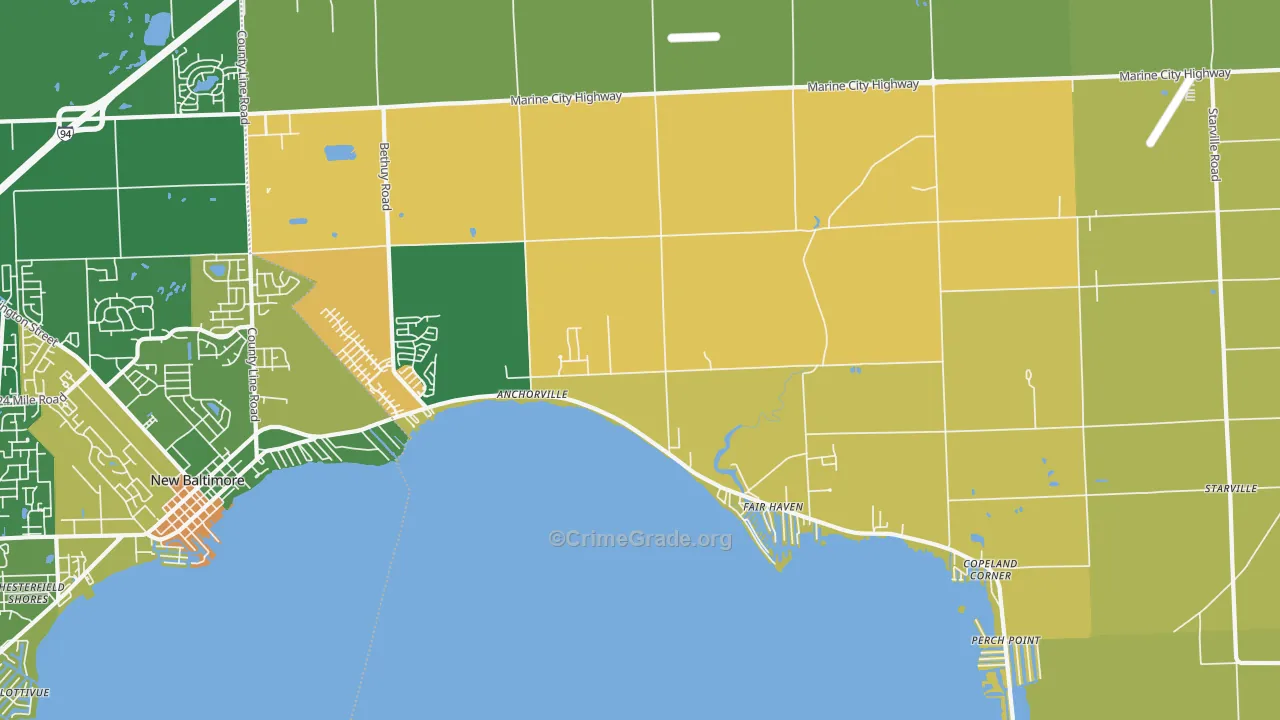 Fair Haven, MI Map of Assault Rates