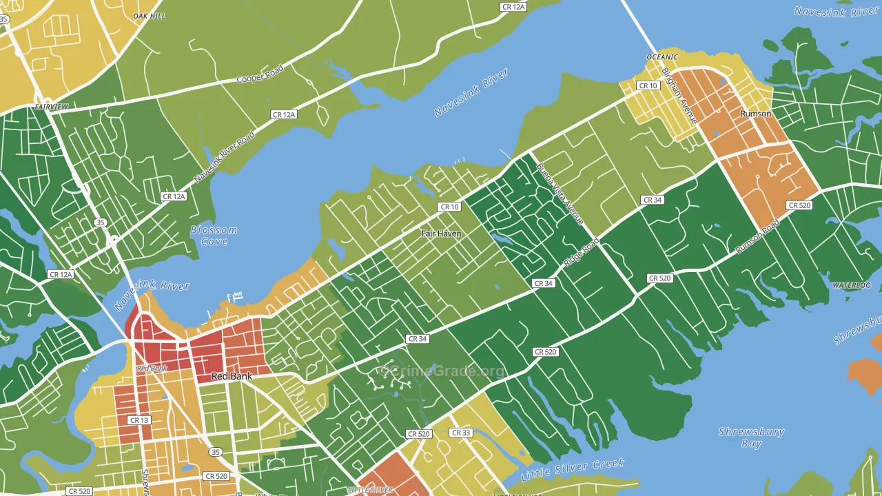 Fair Haven, NJ Map of Assault Rates