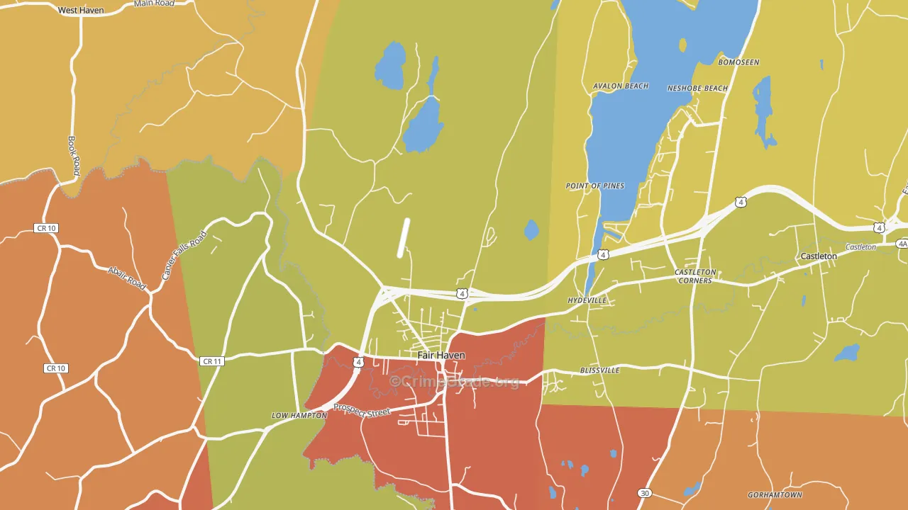 Fair Haven, VT Map of Assault Rates