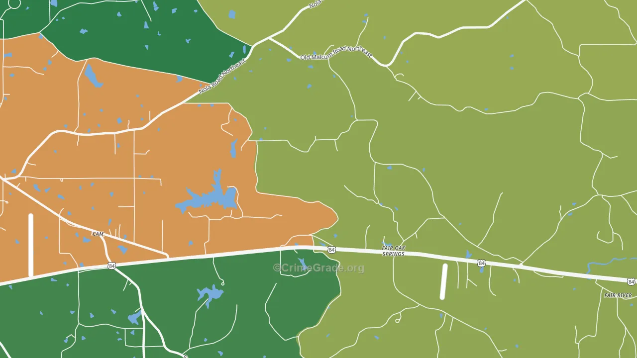 Fair Oak Springs, MS Map of Assault Rates
