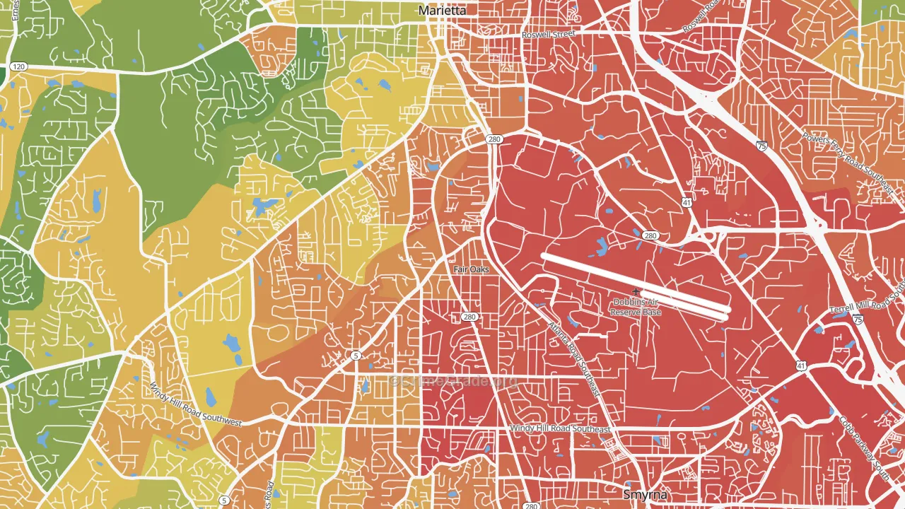 Fair Oaks, GA Map of Assault Rates