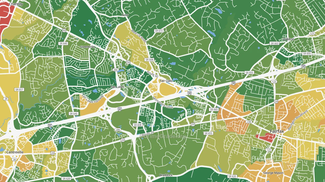 Fair Oaks, VA Map of Assault Rates