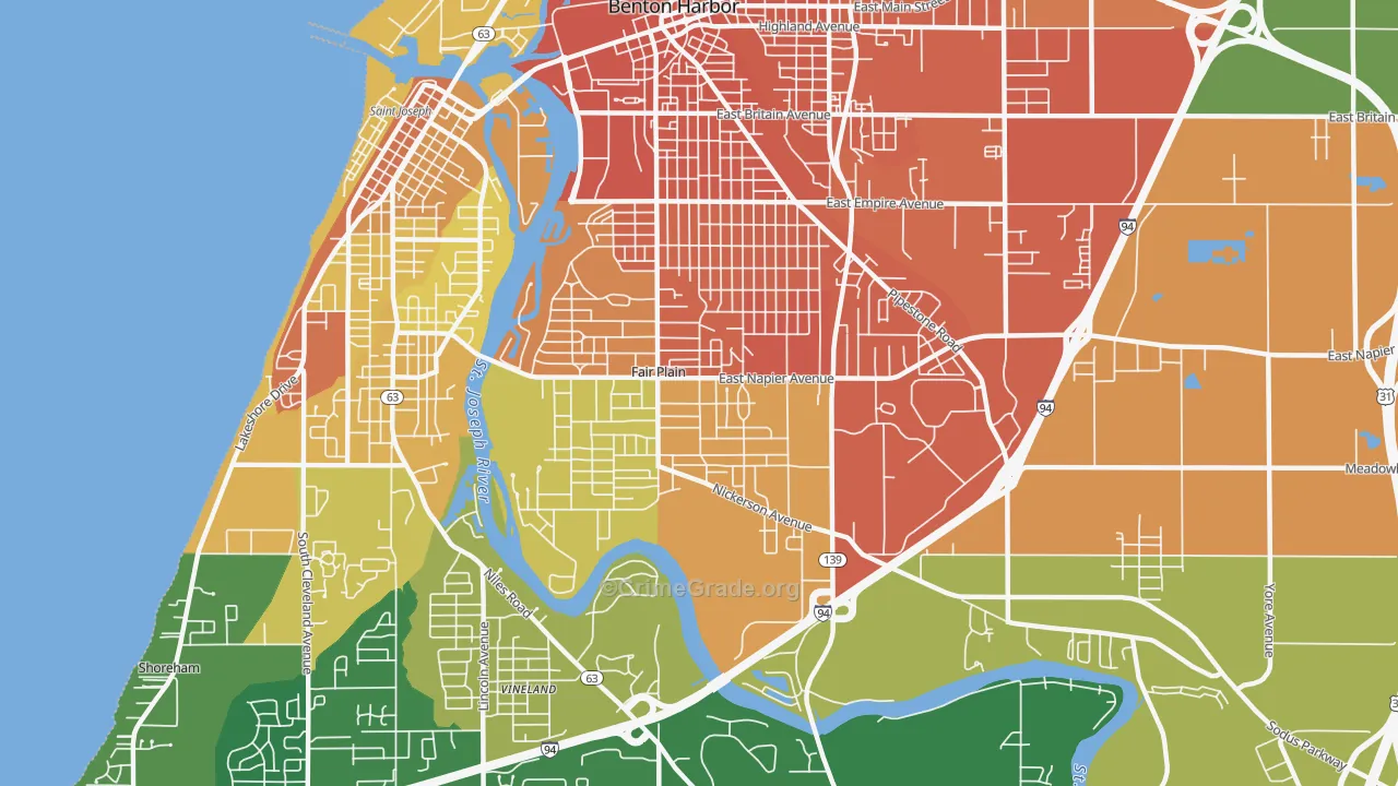 Fair Plain, MI Map of Assault Rates