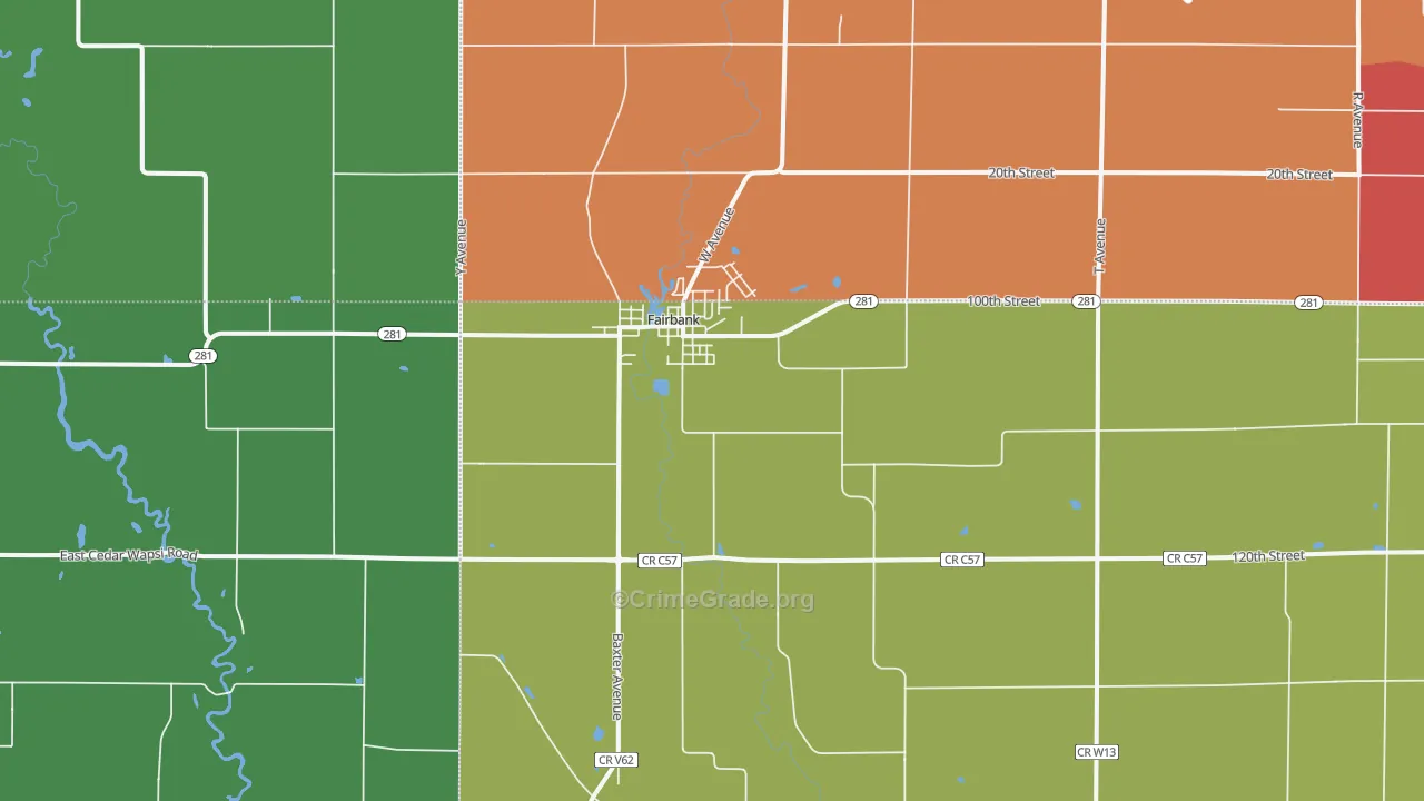 Fairbank, IA Map of Assault Rates