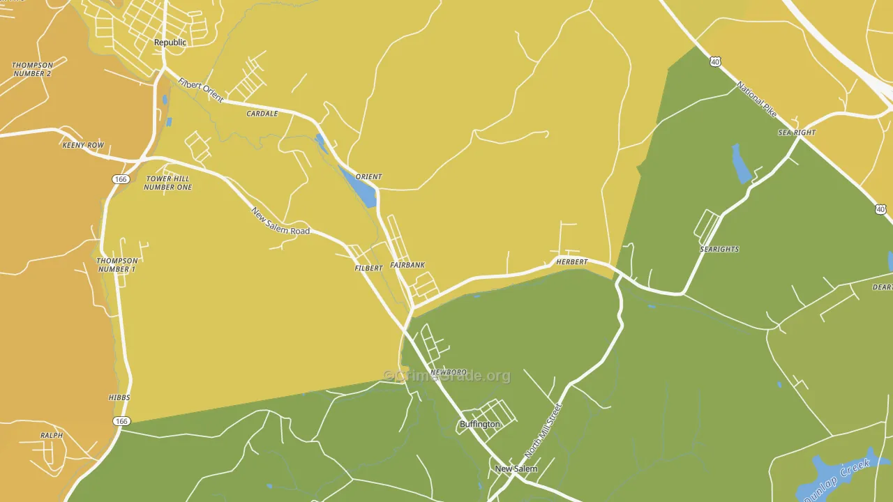 Fairbank, PA Map of Assault Rates