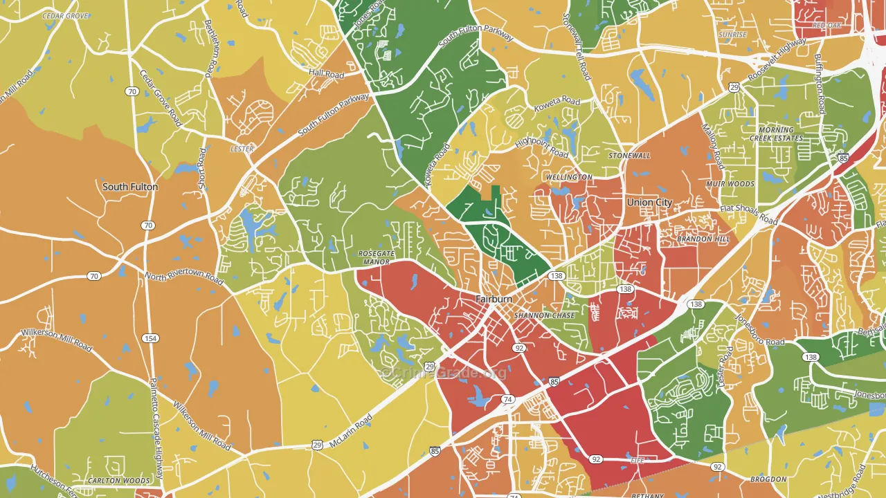 Fairburn, GA Map of Assault Rates