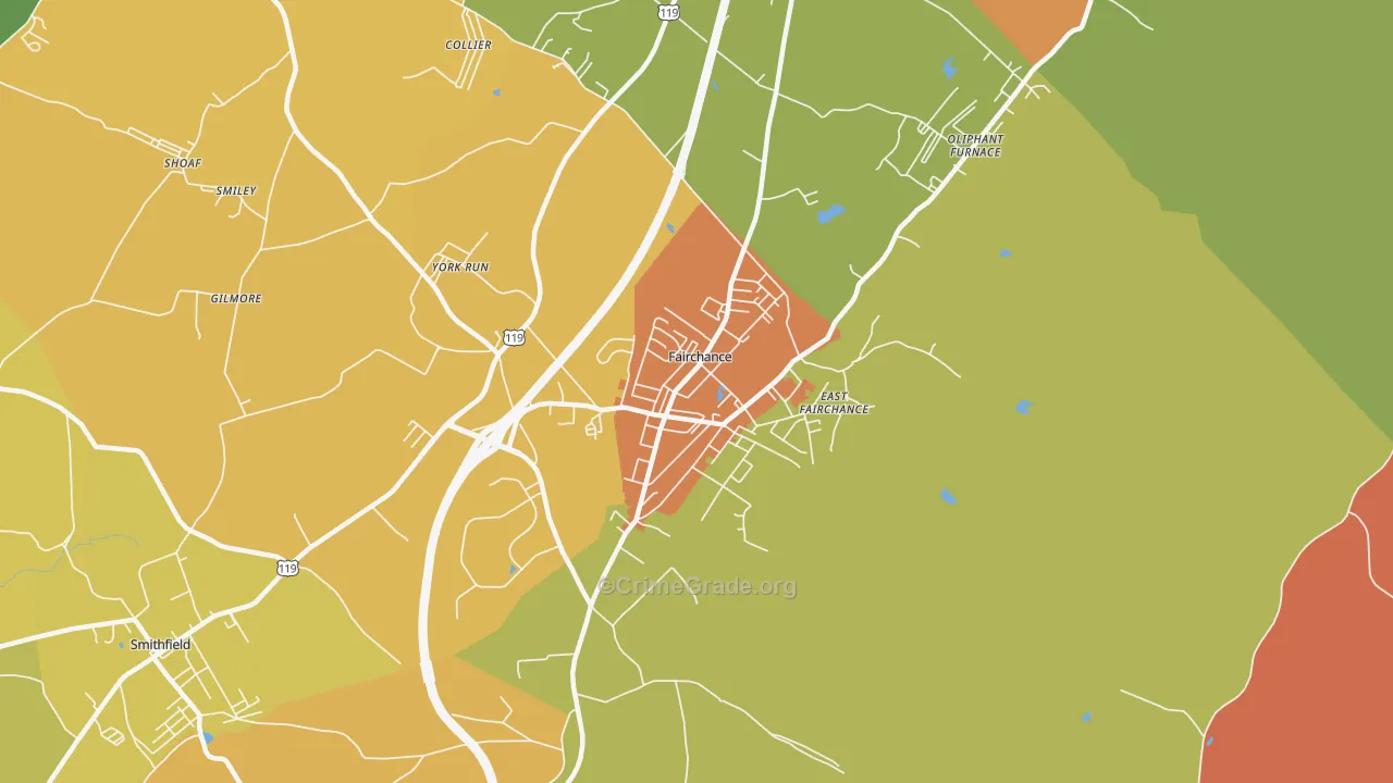 Fairchance, PA Map of Assault Rates