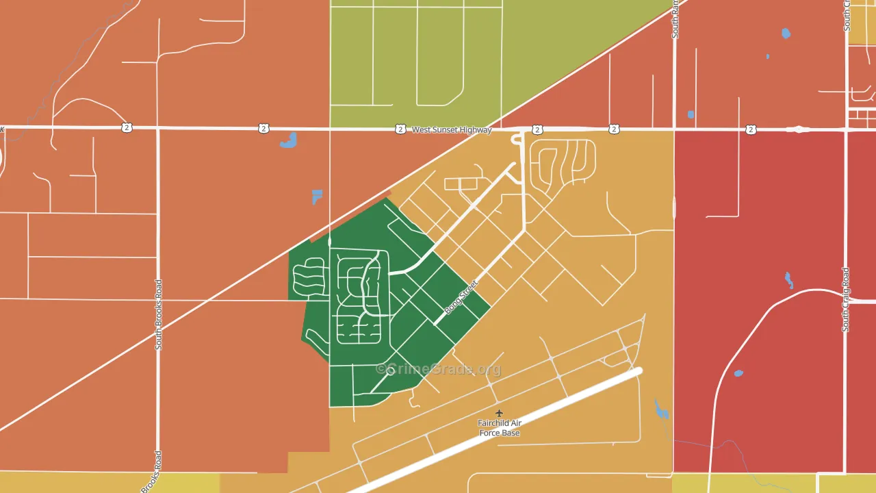 Fairchild AFB, WA Map of Assault Rates