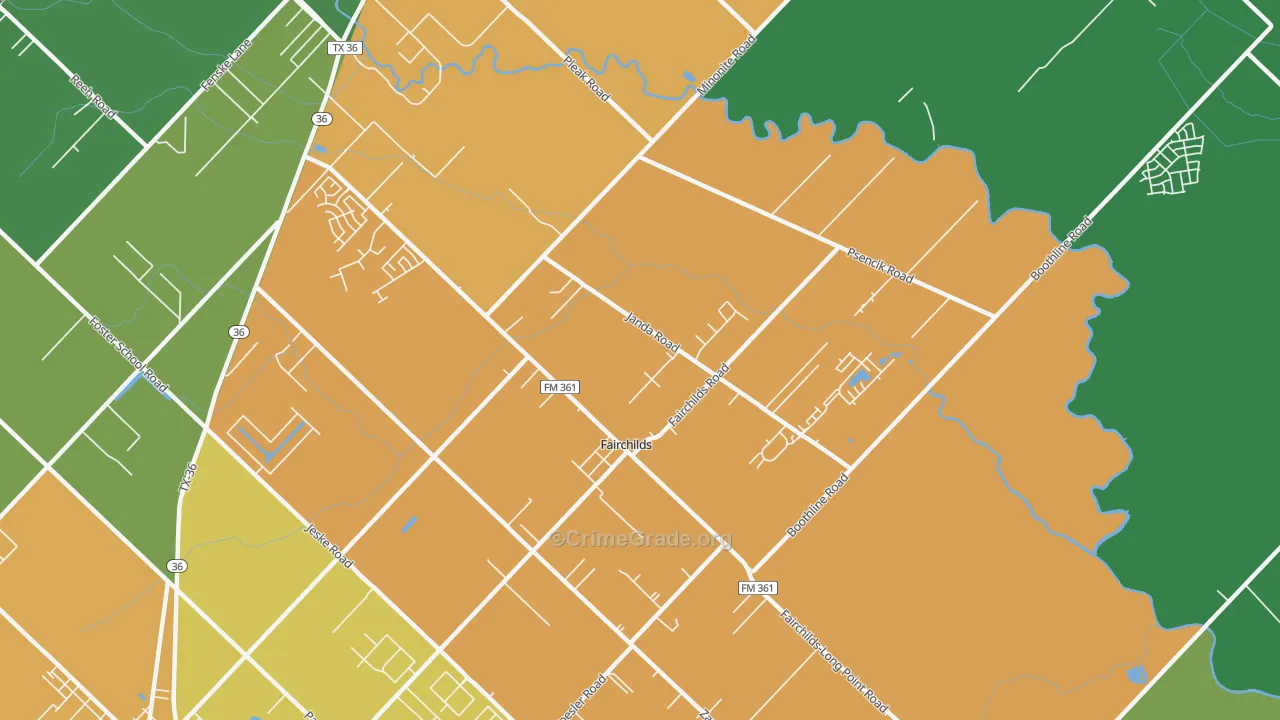 Fairchilds, TX Map of Assault Rates