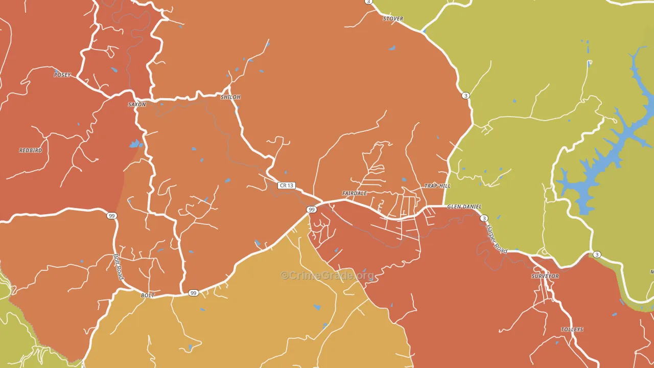 Fairdale, WV Map of Assault Rates