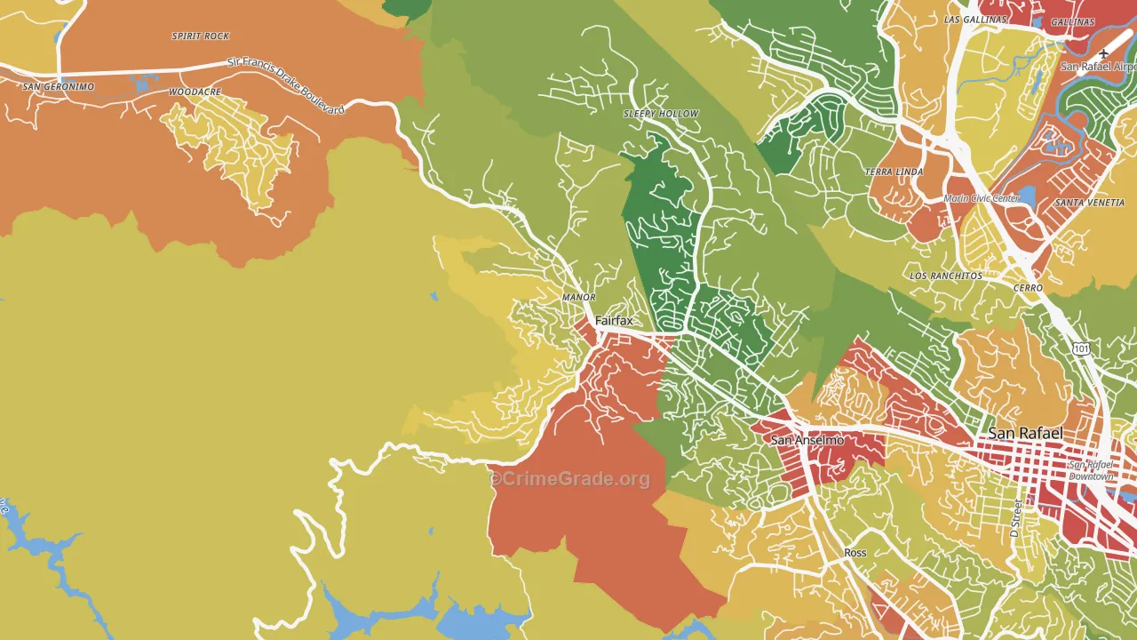 Fairfax, CA Map of Assault Rates