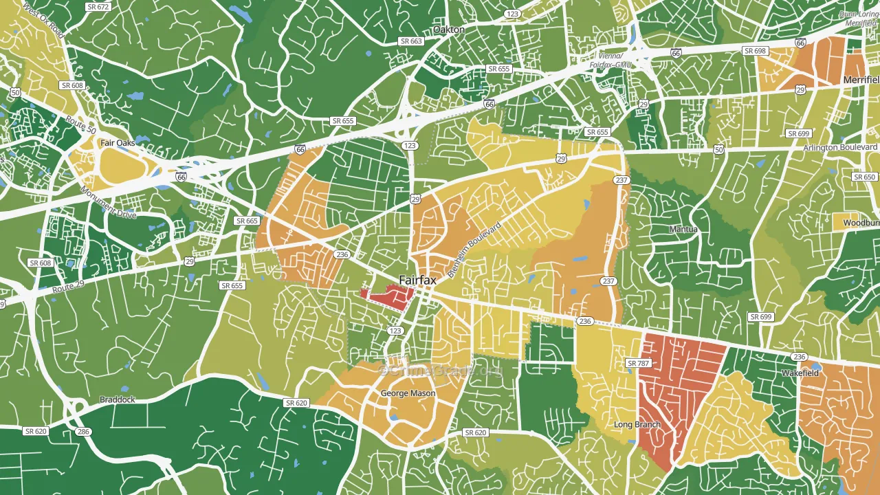 Fairfax City, VA Map of Assault Rates