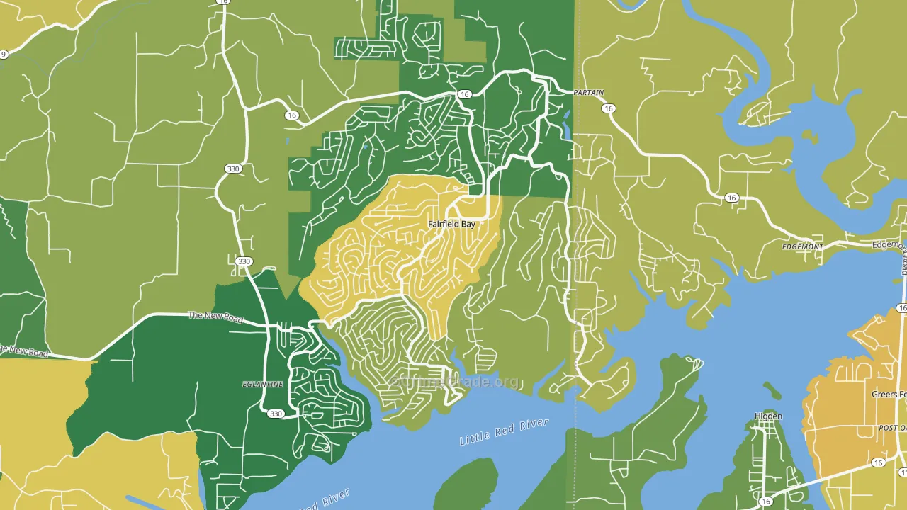 Fairfield Bay, AR Map of Assault Rates