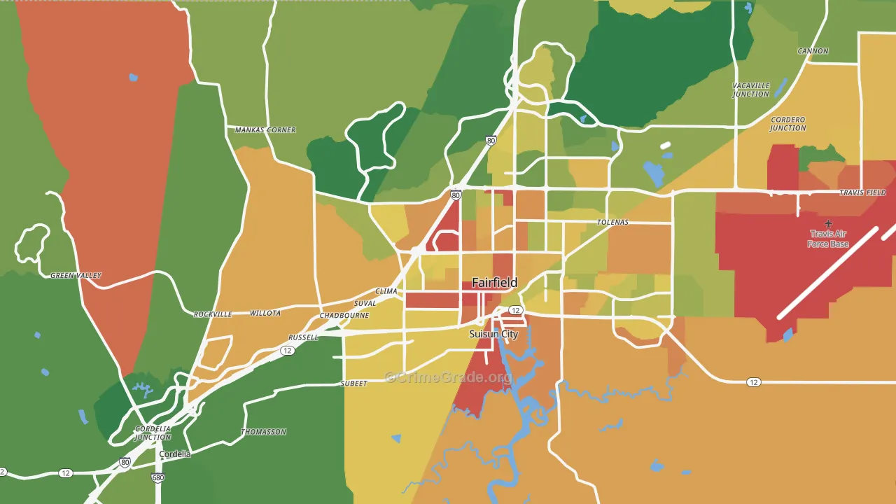 Fairfield, CA Map of Assault Rates