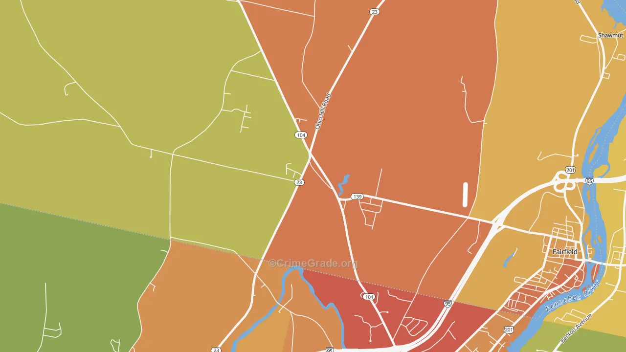Fairfield Center, ME Map of Assault Rates