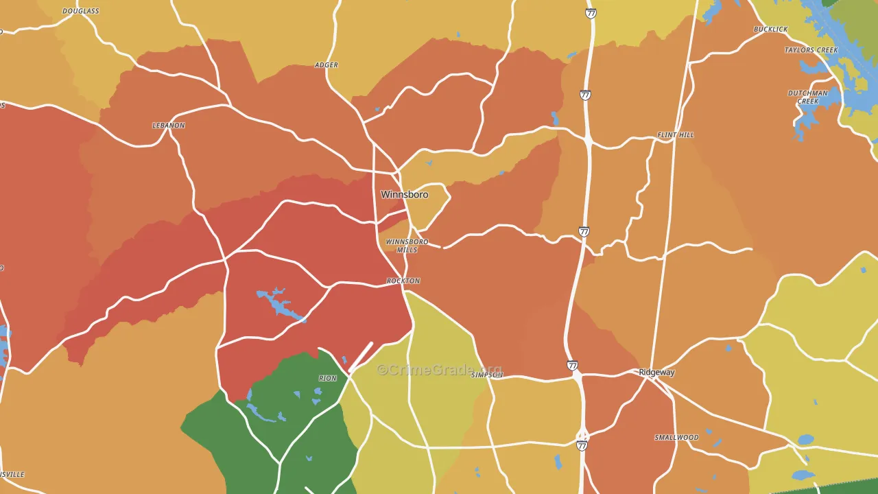 Fairfield County, SC Map of Assault Rates