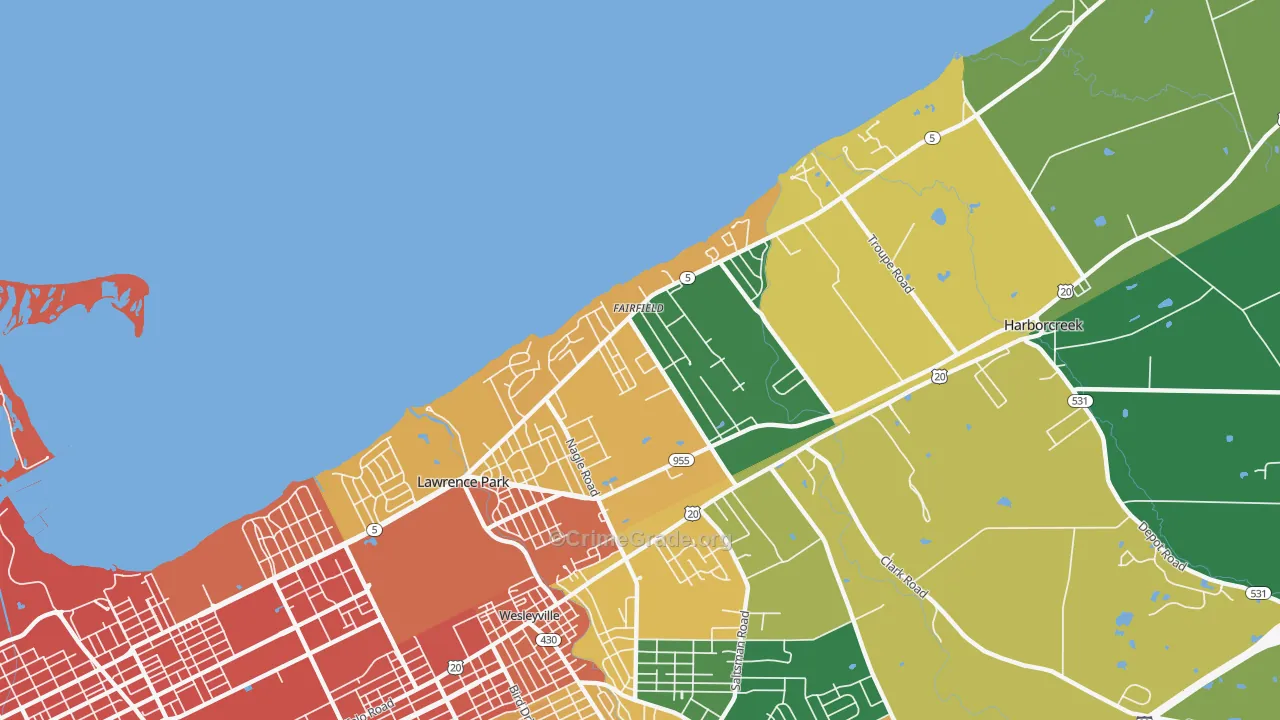 Fairfield, Erie, PA Map of Assault Rates