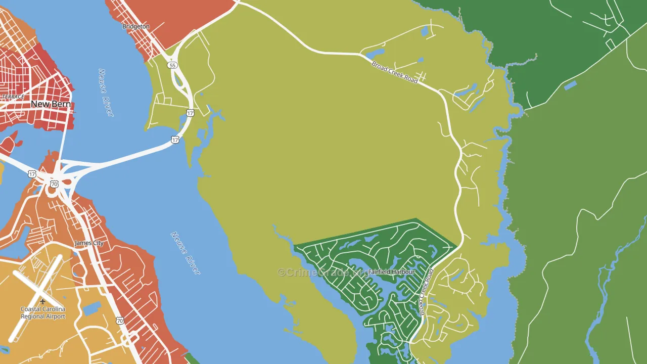 Fairfield Harbour, NC Map of Assault Rates