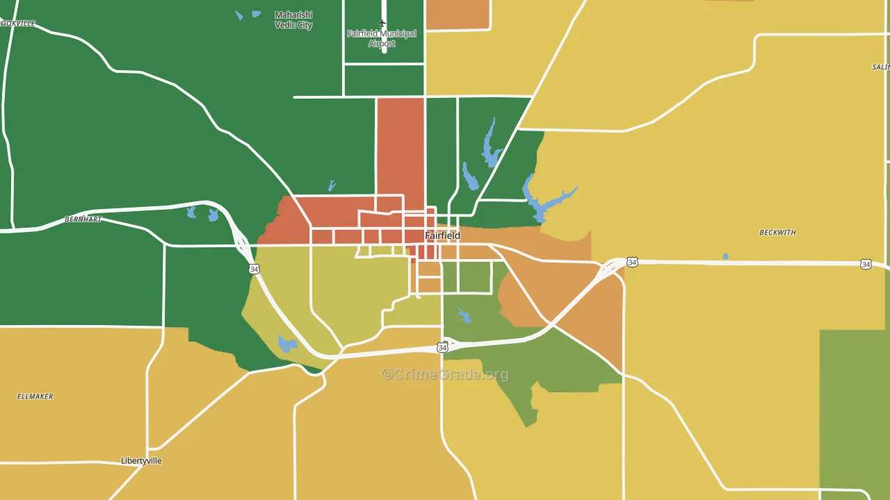 Fairfield, IA Map of Assault Rates