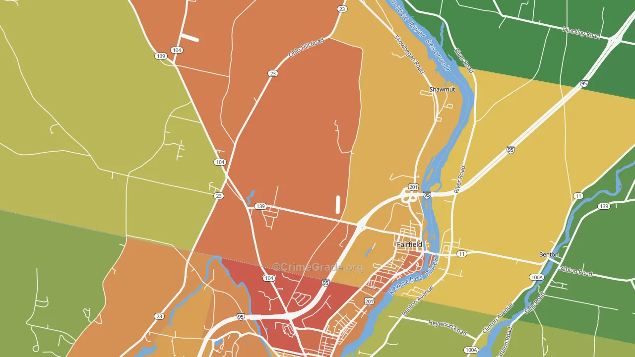 Fairfield, ME Map of Assault Rates