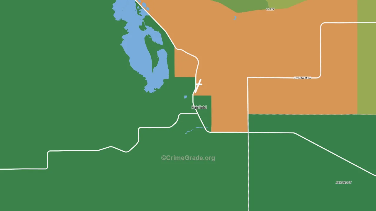Fairfield, MT Map of Assault Rates