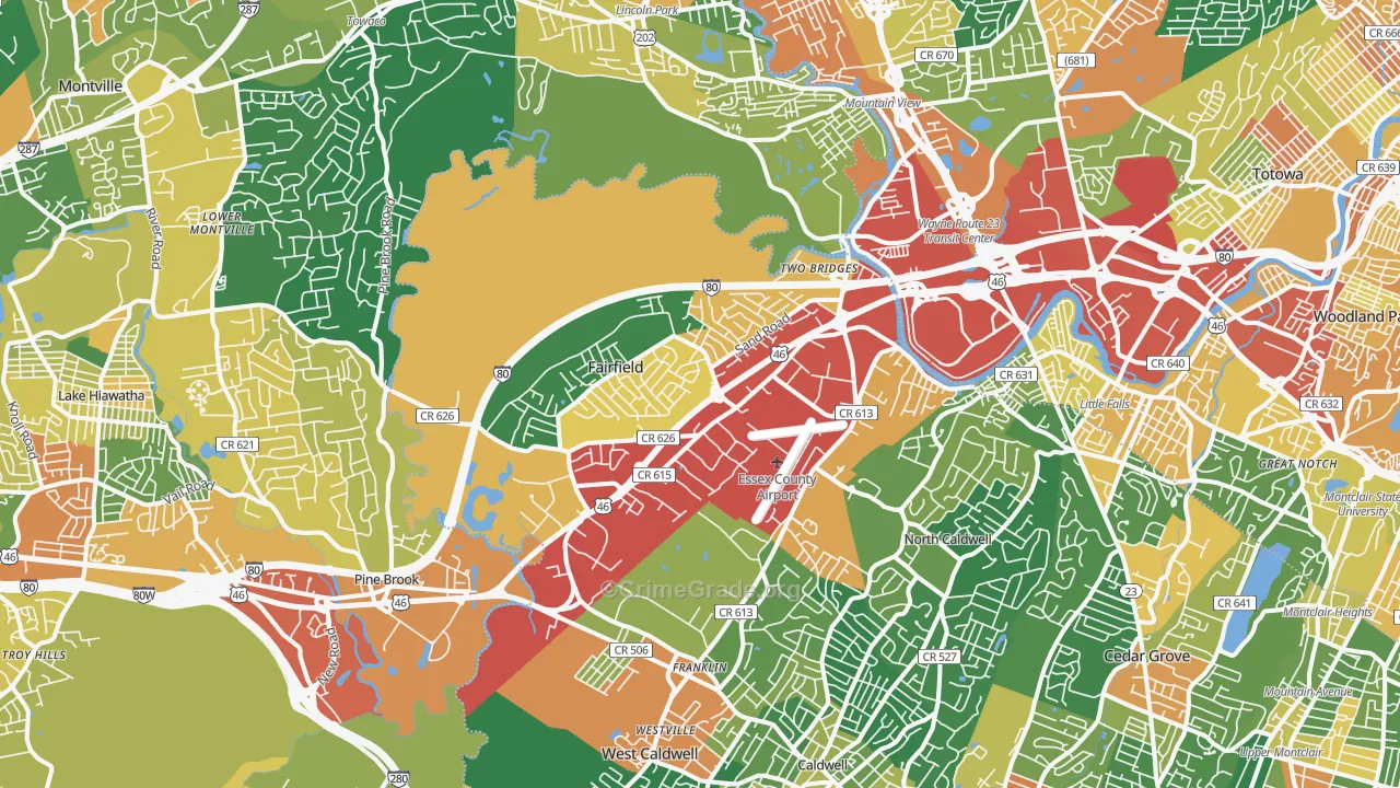 Fairfield, NJ Map of Assault Rates