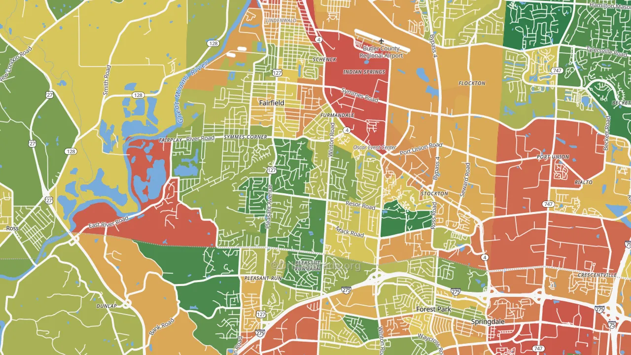 Fairfield, OH Map of Assault Rates