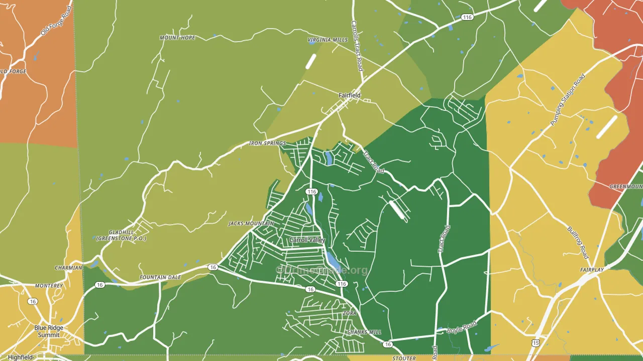 Fairfield, PA Map of Assault Rates