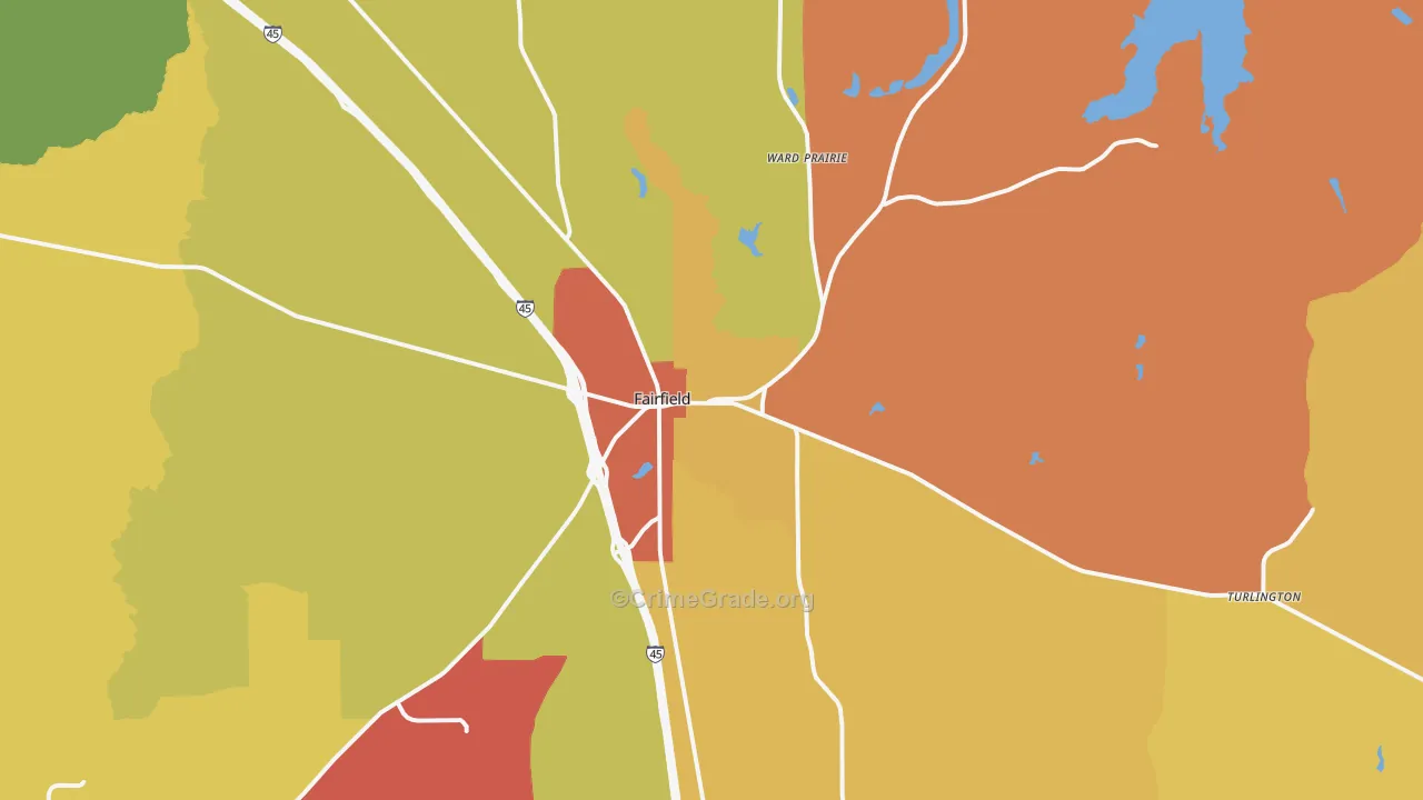 Fairfield, TX Map of Assault Rates