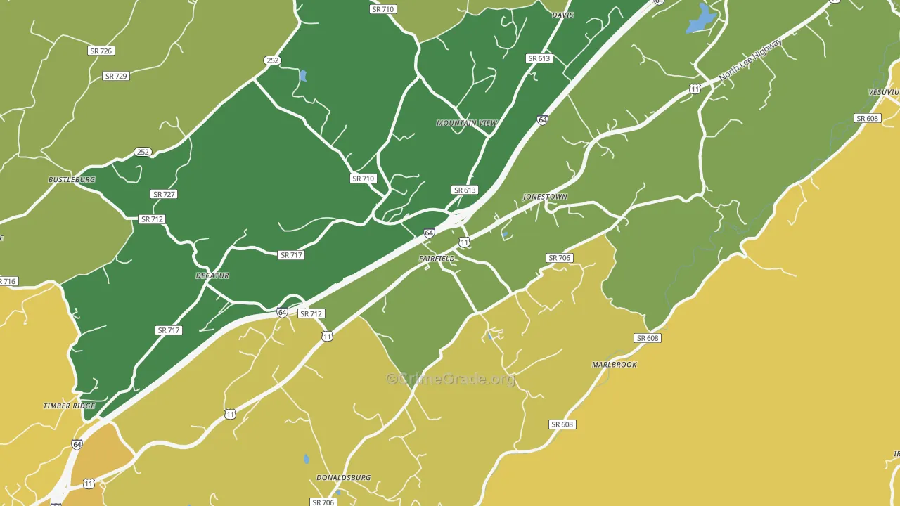 Fairfield, VA Map of Assault Rates