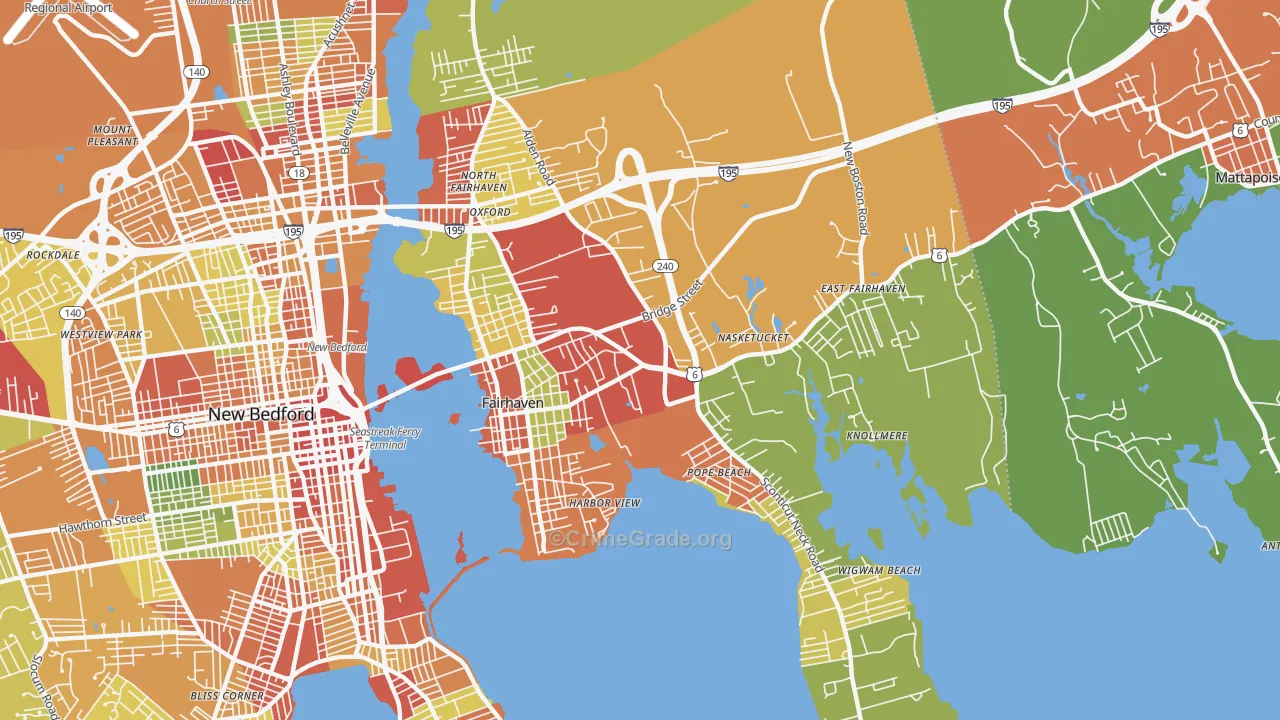 Fairhaven, MA Map of Assault Rates