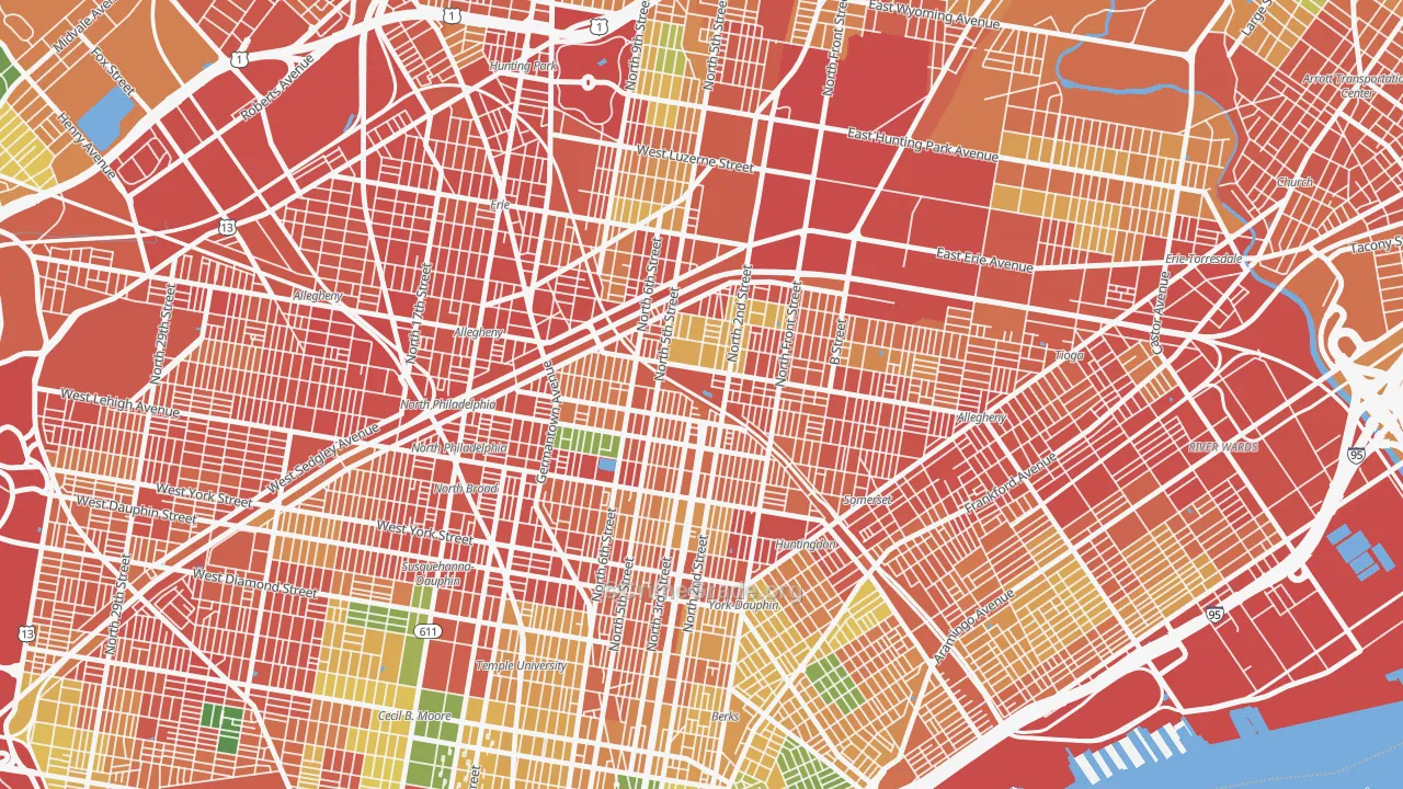 Fairhill, Philadelphia, PA Map of Assault Rates