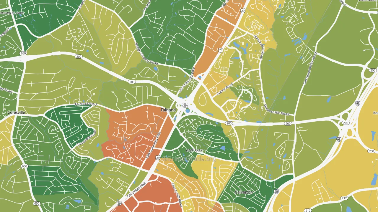 Fairland, MD Map of Assault Rates