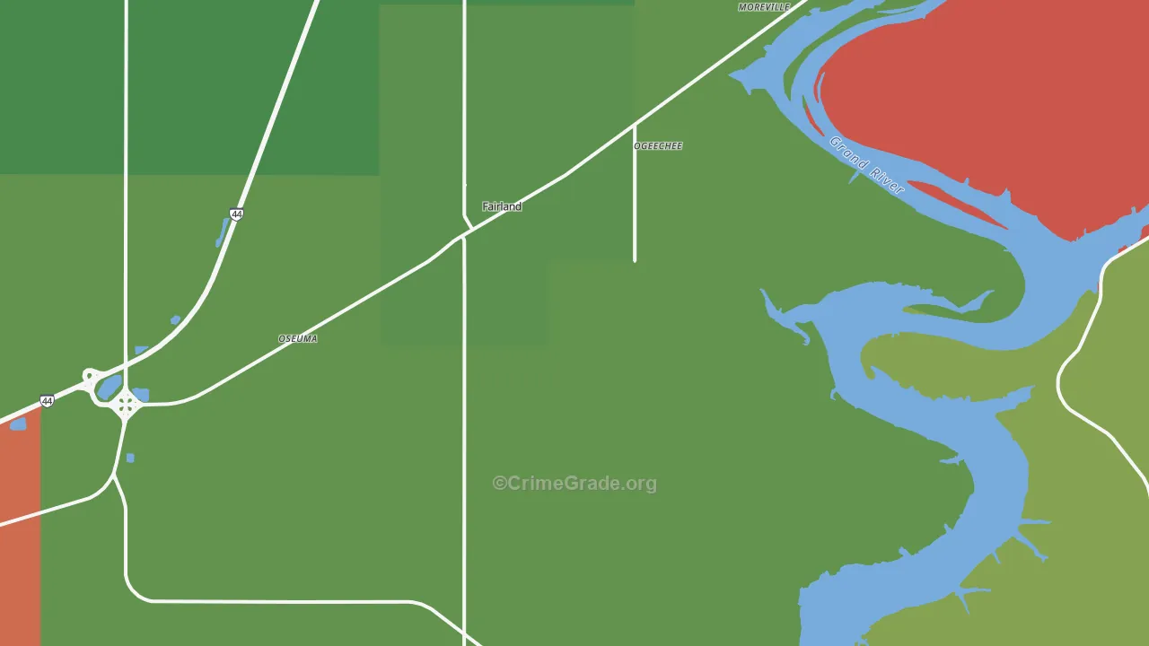 Fairland, OK Map of Assault Rates