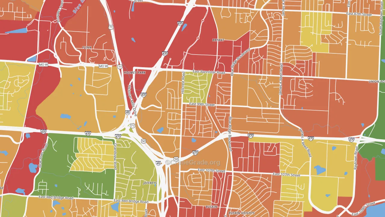 Fairlane, Kansas City, MO Map of Assault Rates