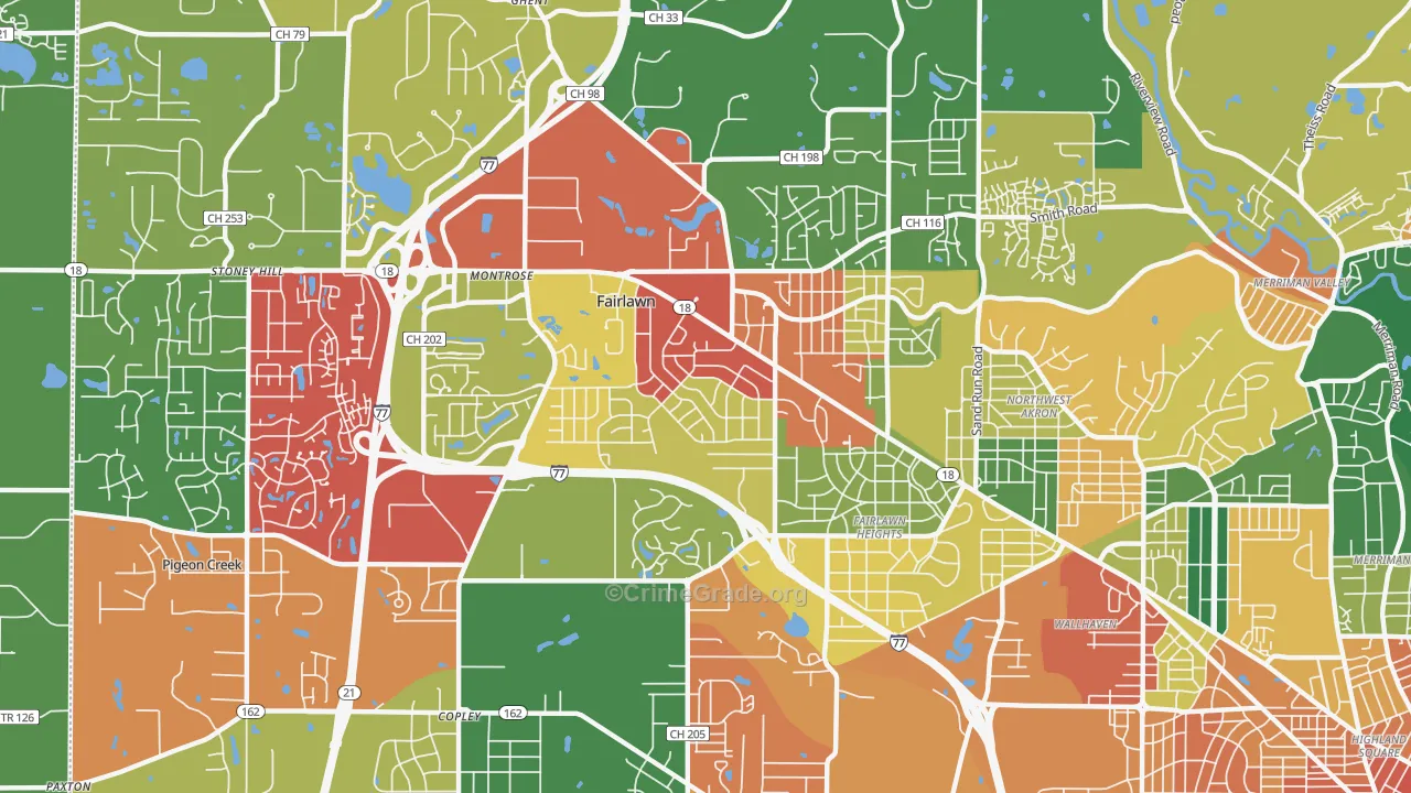 Fairlawn, OH Map of Assault Rates