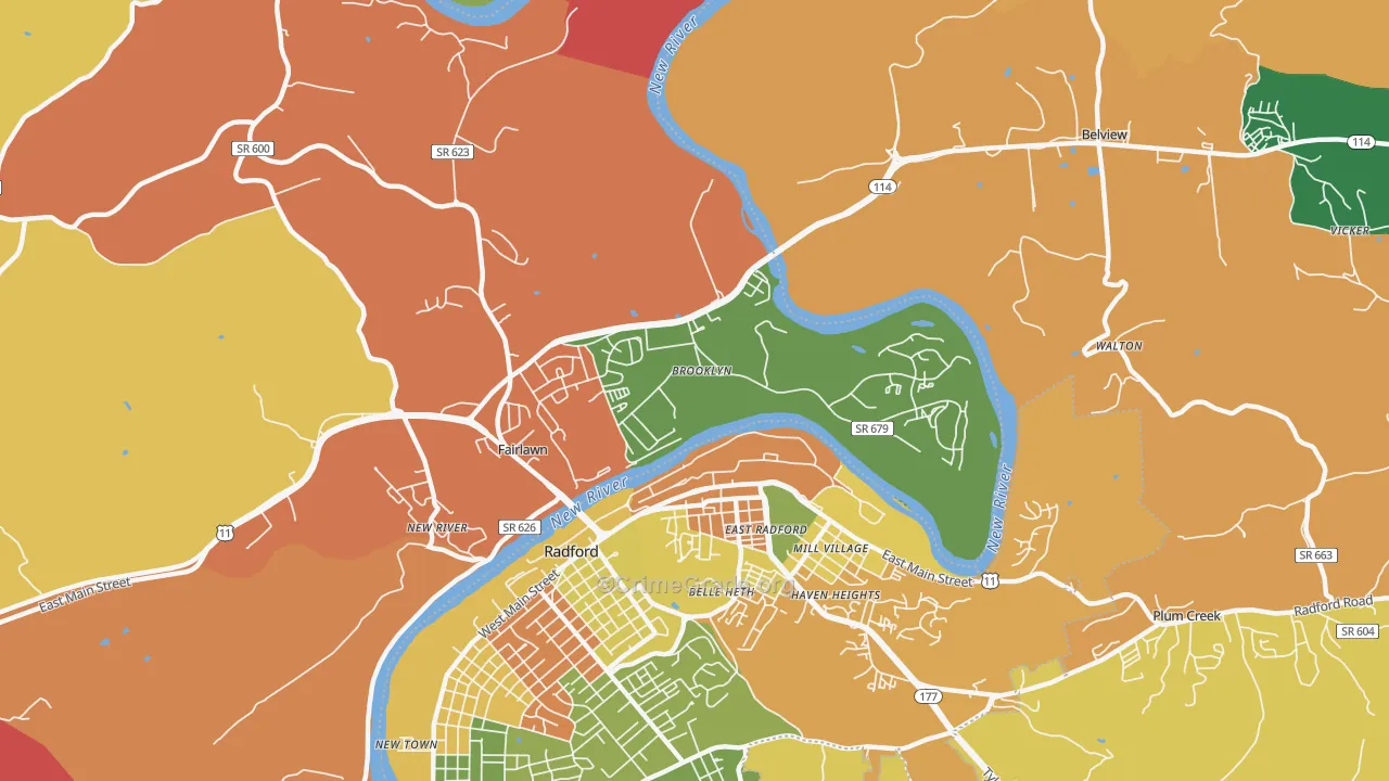 Fairlawn, VA Map of Assault Rates