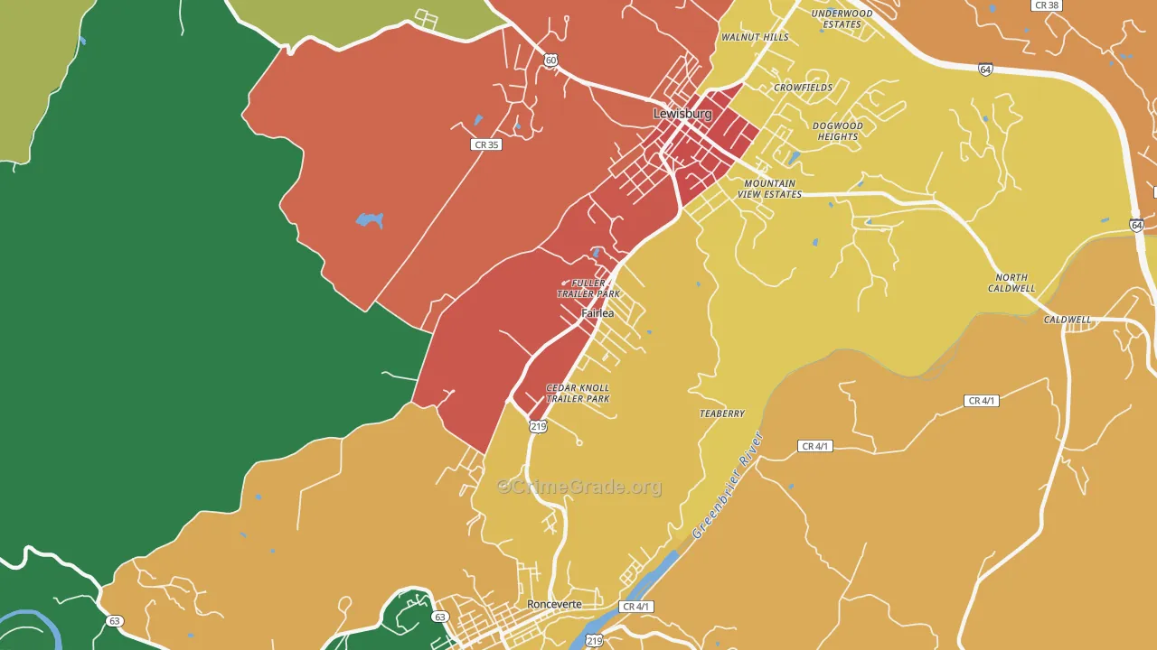 Fairlea, WV Map of Assault Rates