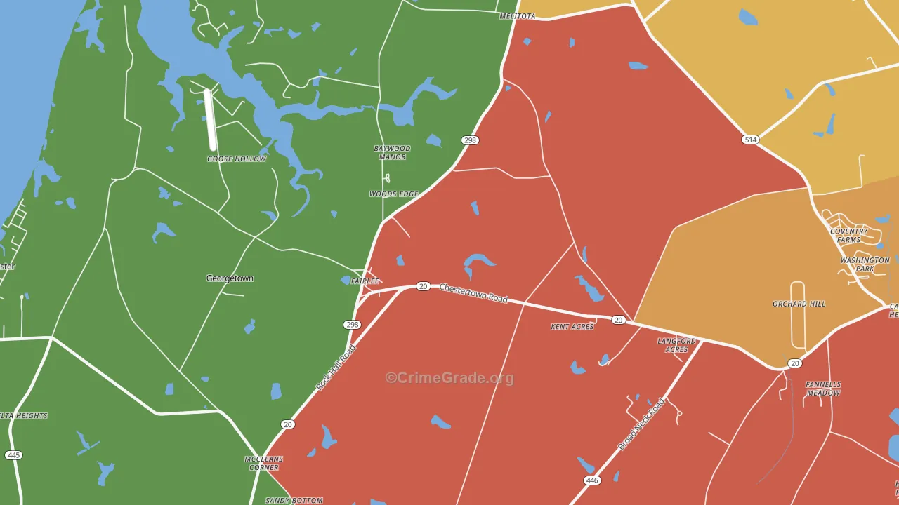 Fairlee, MD Map of Assault Rates