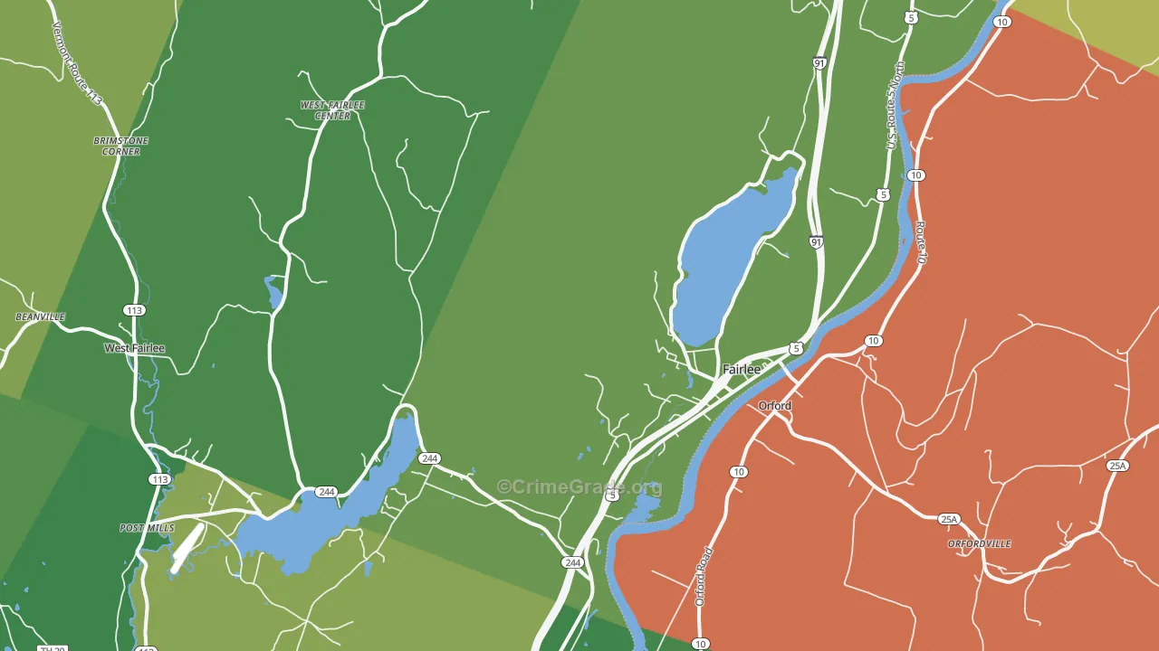 Fairlee, VT Map of Assault Rates