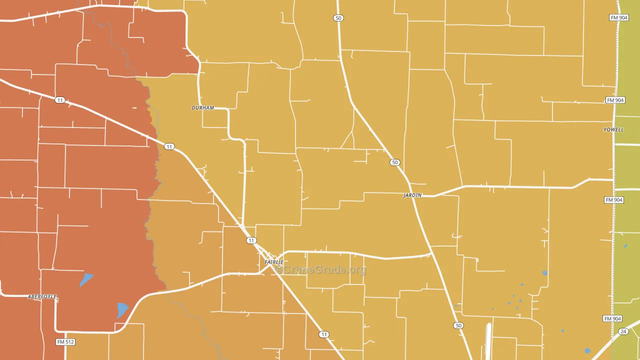 Fairlie, TX Map of Assault Rates
