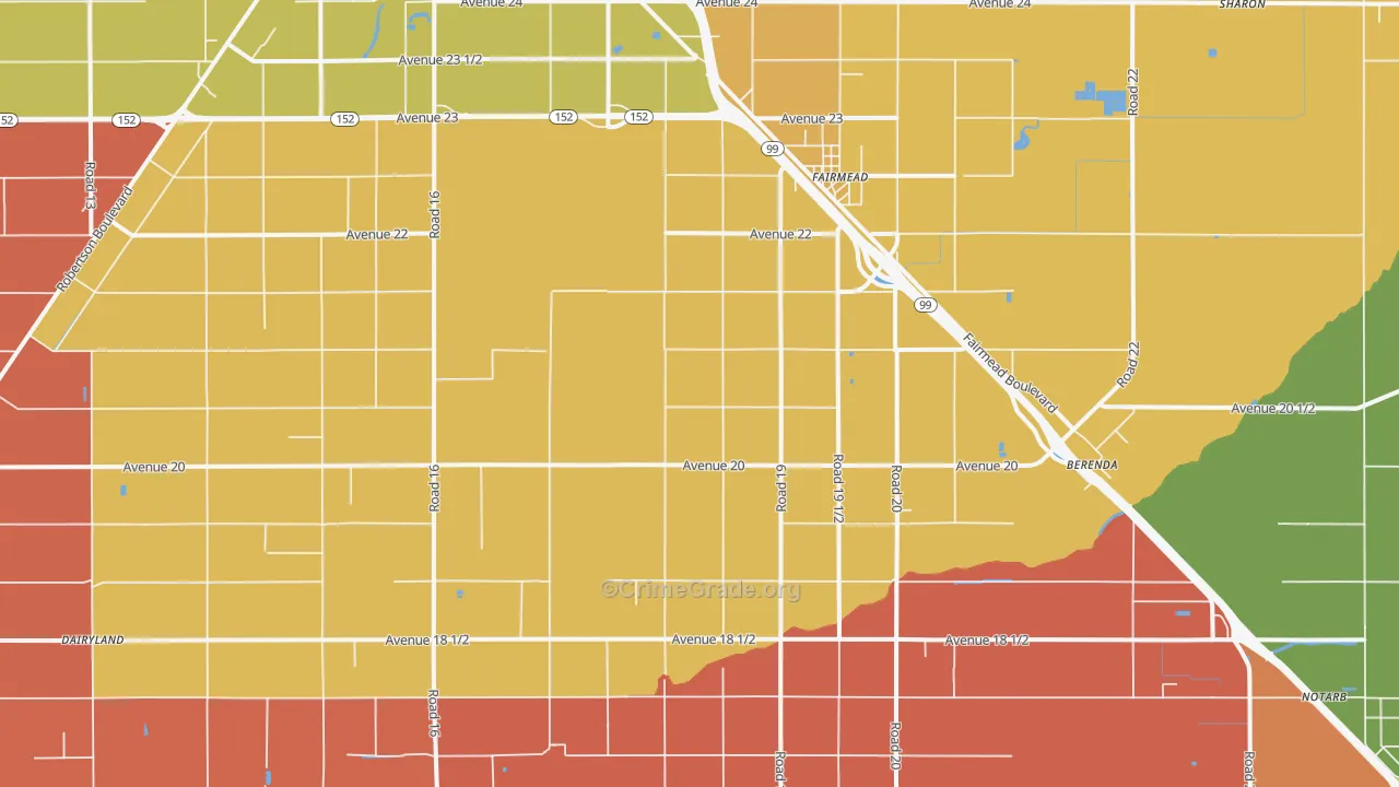 Fairmead, CA Map of Assault Rates