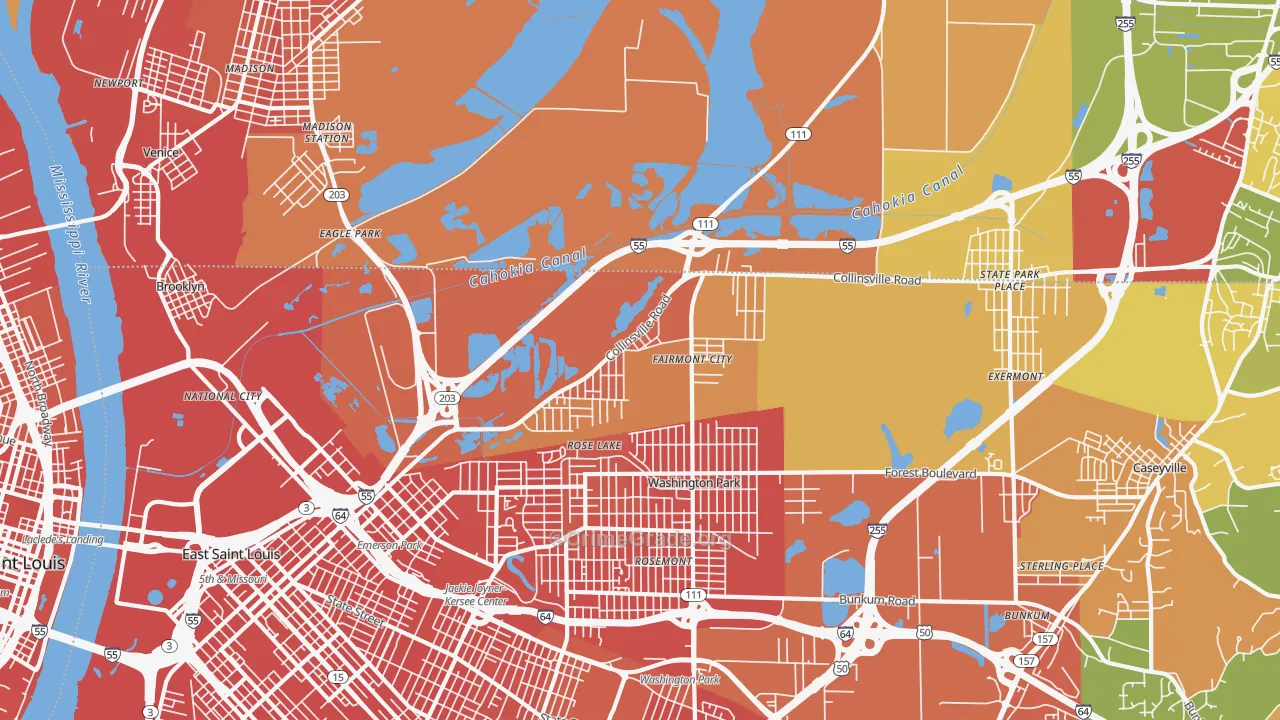 Fairmont City, IL Map of Assault Rates
