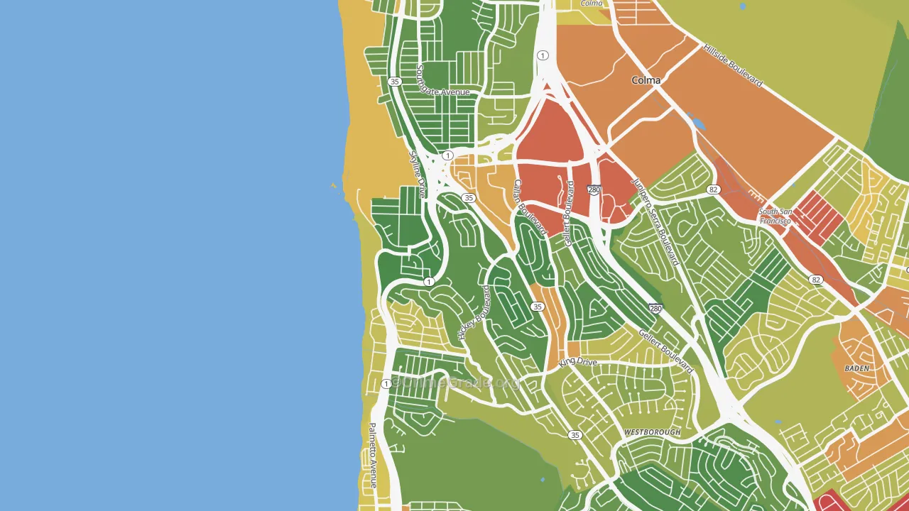 Fairmont, Pacifica, CA Map of Assault Rates
