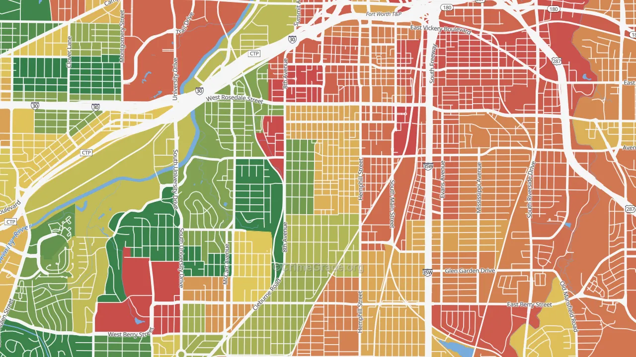 Fairmount, Fort Worth, TX Map of Assault Rates