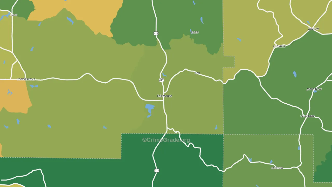 Fairmount, GA Map of Assault Rates